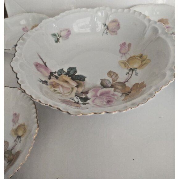 Antique Bavaria Schumann Arzberg Porcelain Serving Bowl and 4 nappies 1920's - Picture 15 of 16